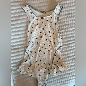 Free People White and Purple Floral Blouse